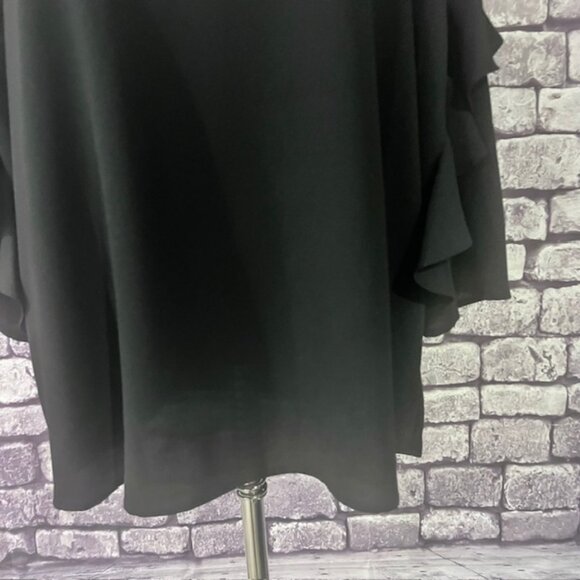 Alfani NWT Black 3/4 Ruffle Sleeve Blouse Size M - Picture 3 of 8